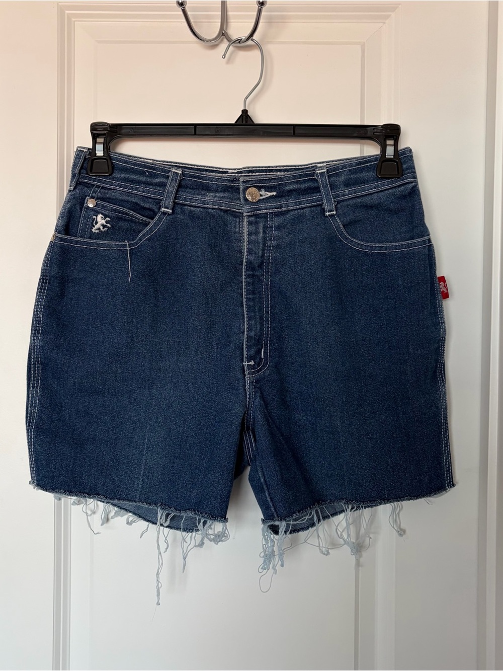 Braxton Stretch-Dark Blue Denim Shorts with Subtle Embroidery
Size 12